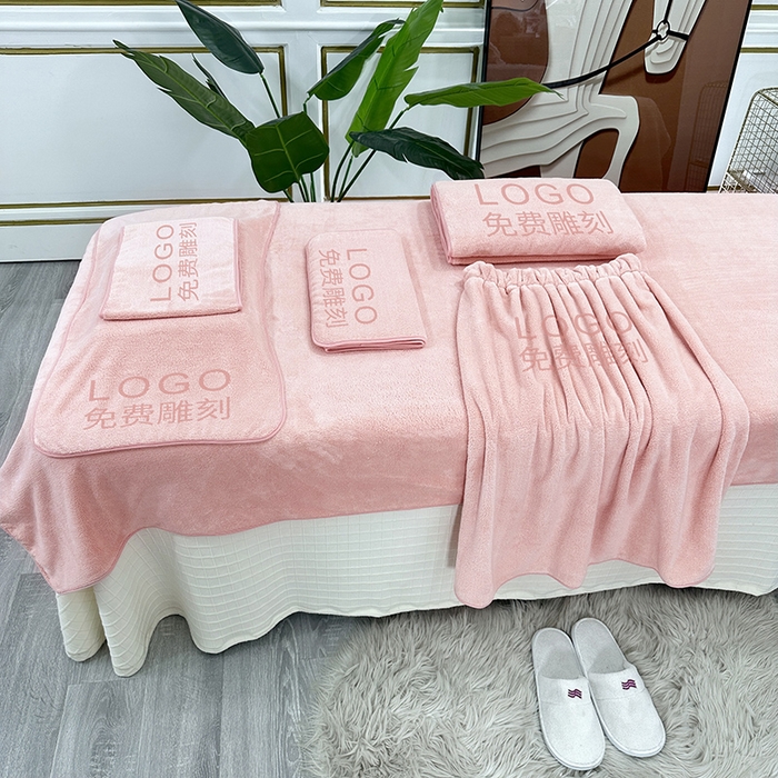 91家纺网 家纺一手货源 找家纺 2024新款A类珊瑚绒美-容院专用毛巾 床巾（床单）粉色