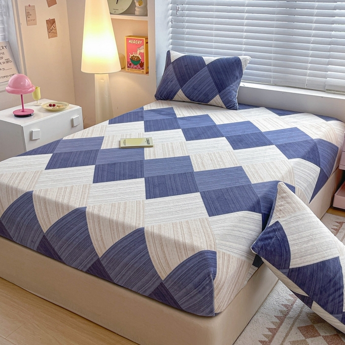 91家纺网 家纺一手货源 找家纺 芯元素 2024新款牛奶绒印花床笠 绅士风采