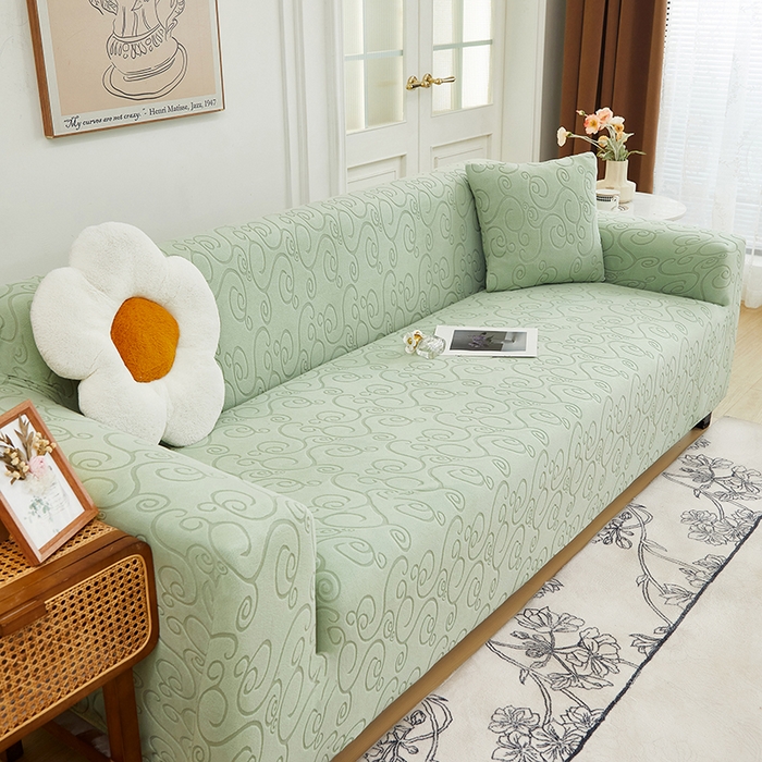 91家纺网 家纺一手货源 找家纺 丝绮鹿 2024新款年华松紧款沙发套（三人图） 草绿