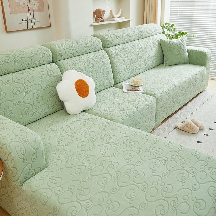 91家纺网 家纺一手货源 找家纺 丝绮鹿 2024新款年华松紧款沙发套（贵妃图） 草绿