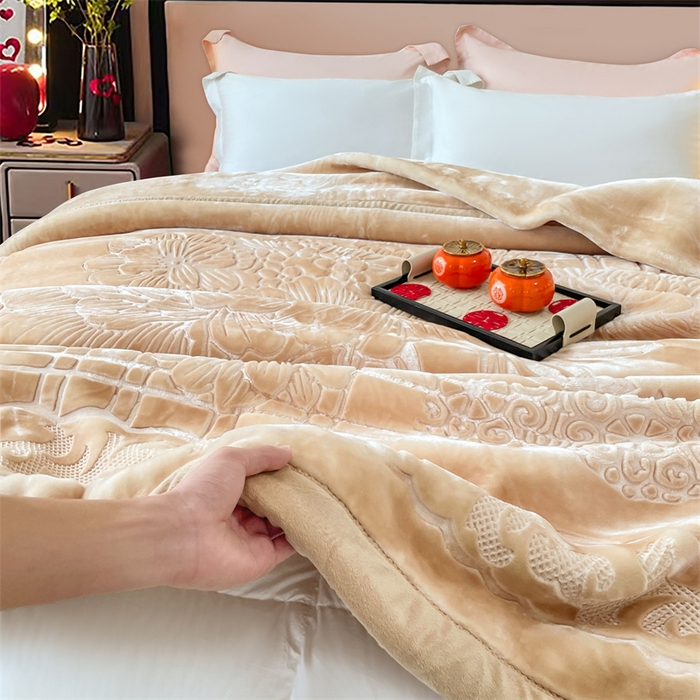 91家纺网 家纺一手货源 找家纺 凯轩毛毛毯毯子网销专供 2024新款5D压花素色云毛毯毯子毛毛毯毯子毛毯毯子子 素雅-浅驼