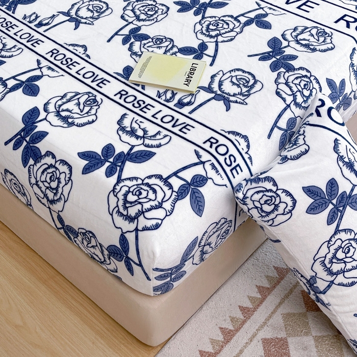 91家纺网 家纺一手货源 找家纺 芯元素 2024新款牛奶绒印花床笠 若凡