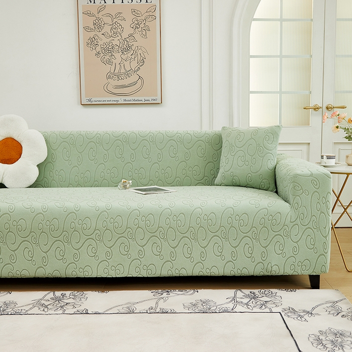 91家纺网 家纺一手货源 找家纺 丝绮鹿 2024新款年华松紧款沙发套（三人图） 草绿