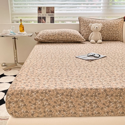 91家纺网 家纺一手货源 找家纺 （买家秀 不断货）A类母婴级全棉纯棉床单纯棉全棉床笠双层纱床笠床罩卡通床笠儿童床垫套保护罩--单床笠 漫步花丛（床笠）