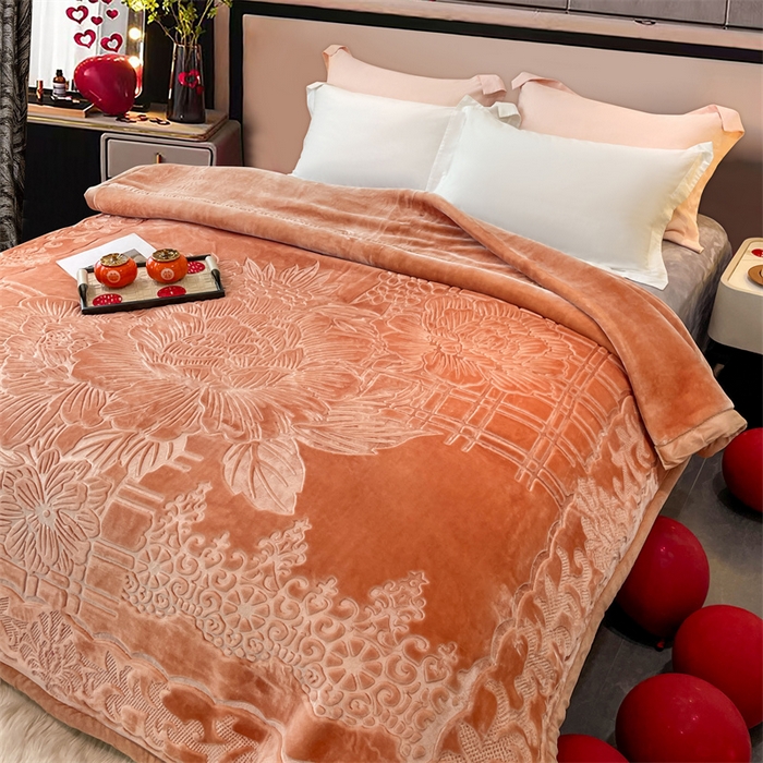 91家纺网 家纺一手货源 找家纺 凯轩毛毛毯毯子网销专供 2024新款5D压花素色云毛毯毯子毛毛毯毯子毛毯毯子子 素雅-玉色