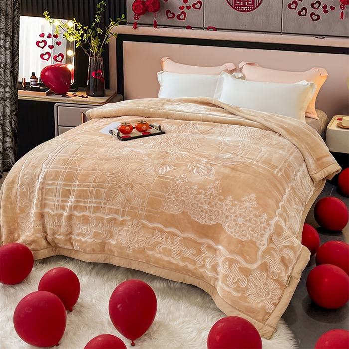 91家纺网 家纺一手货源 找家纺 凯轩毛毛毯毯子网销专供 2024新款5D压花素色云毛毯毯子毛毛毯毯子毛毯毯子子 素雅-浅驼