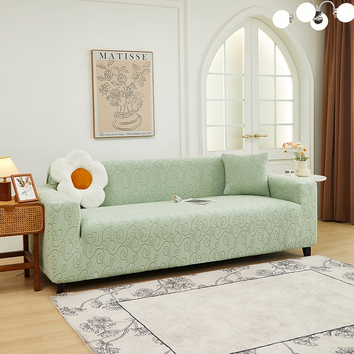 91家纺网 家纺一手货源 找家纺 丝绮鹿 2024新款年华松紧款沙发套（三人图） 草绿