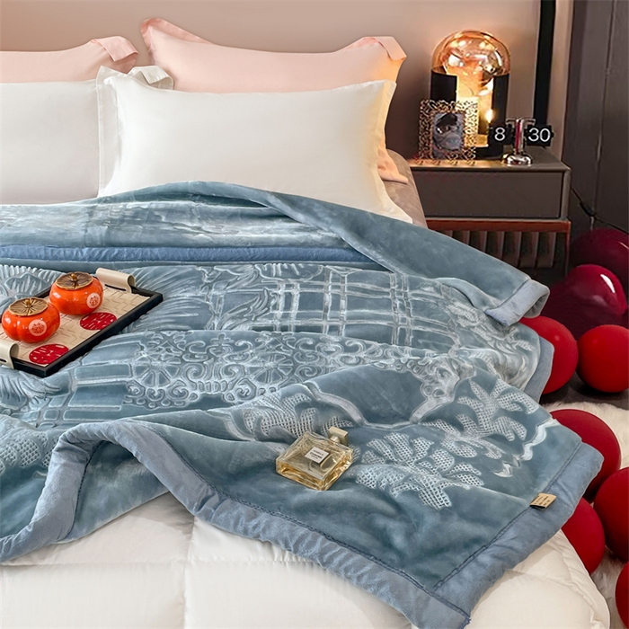 91家纺网 家纺一手货源 找家纺 凯轩毛毛毯毯子网销专供 2024新款5D压花素色云毛毯毯子毛毛毯毯子毛毯毯子子 素雅-蓝灰