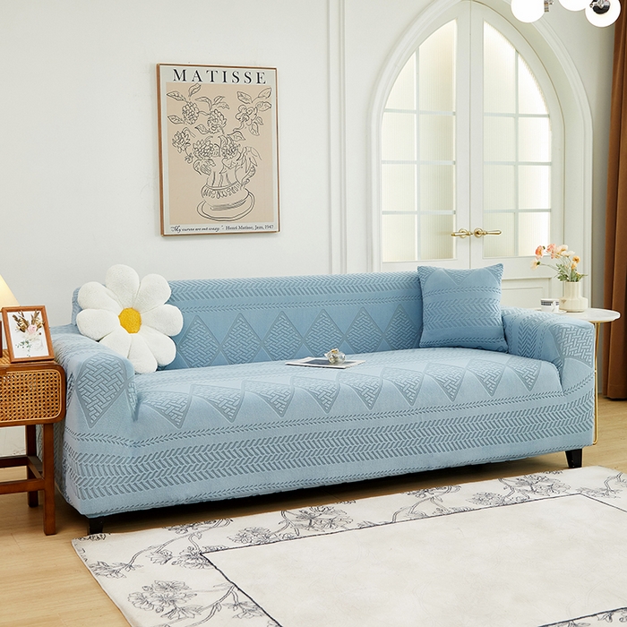 91家纺网 家纺一手货源 找家纺 丝绮鹿 2024新款菲亚松紧款沙发套（三人图） 淡蓝