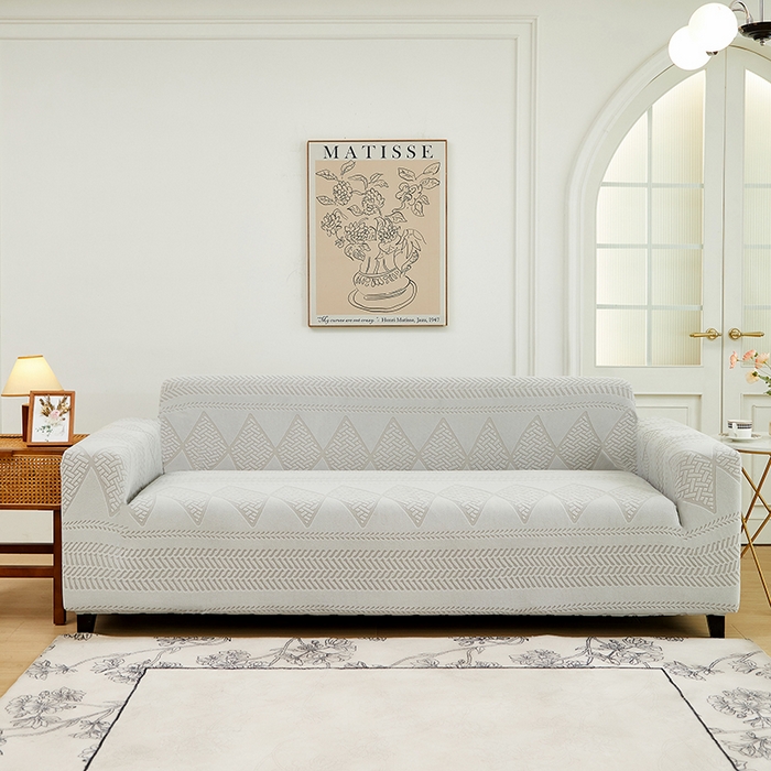 91家纺网 家纺一手货源 找家纺 丝绮鹿 2024新款菲亚松紧款沙发套（三人图） 浅灰