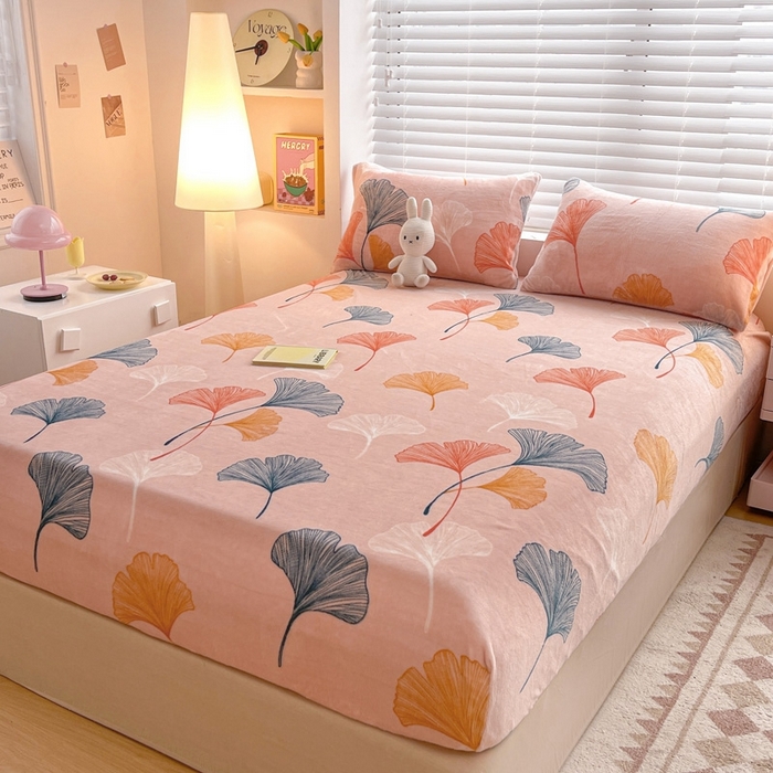 91家纺网 家纺一手货源 找家纺 芯元素 2024新款牛奶绒印花床笠 枝繁叶茂