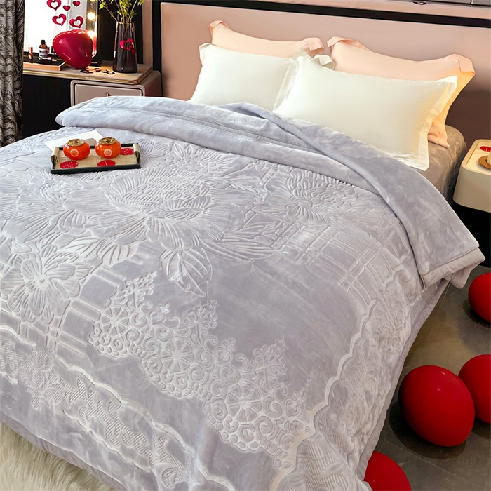 91家纺网 家纺一手货源 找家纺 凯轩毛毛毯毯子网销专供 2024新款5D压花素色云毛毯毯子毛毛毯毯子毛毯毯子子 素雅-灰