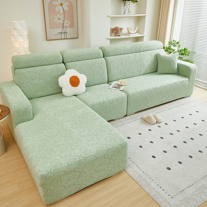 91家纺网 家纺一手货源 找家纺 丝绮鹿 2024新款年华松紧款沙发套（贵妃图） 草绿