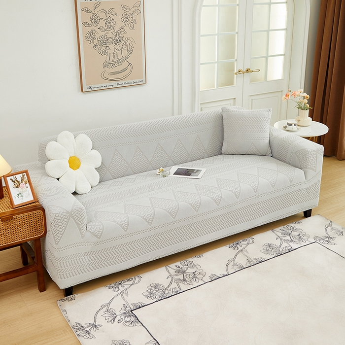 91家纺网 家纺一手货源 找家纺 丝绮鹿 2024新款菲亚松紧款沙发套（三人图） 浅灰