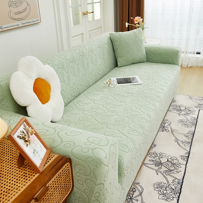 91家纺网 家纺一手货源 找家纺 丝绮鹿 2024新款年华松紧款沙发套（三人图） 草绿