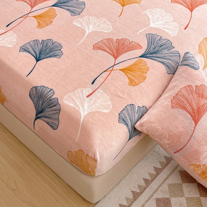 91家纺网 家纺一手货源 找家纺 芯元素 2024新款牛奶绒印花床笠 枝繁叶茂