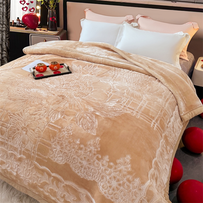 91家纺网 家纺一手货源 找家纺 凯轩毛毛毯毯子网销专供 2024新款5D压花素色云毛毯毯子毛毛毯毯子毛毯毯子子 素雅-浅驼