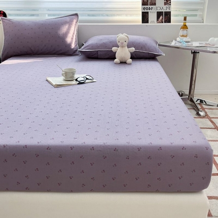 91家纺网 家纺一手货源 找家纺 （买家秀 不断货）A类母婴级全棉纯棉床单纯棉全棉床笠双层纱床笠床罩卡通床笠儿童床垫套保护罩--单床笠 紫樱桃（床笠）