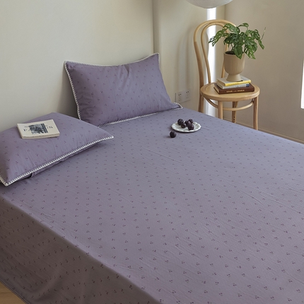 91家纺网 家纺一手货源 找家纺 （买家秀 不断货）A类母婴级全棉纯棉床单纯棉全棉床笠双层纱床笠床罩卡通床笠儿童床垫套保护罩--单床单 紫樱桃（床单）