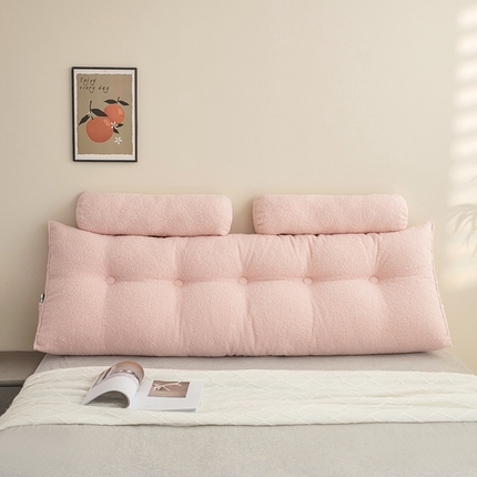 91家纺网 家纺一手货源 找家纺 一兰家纺 2024新款泰迪绒三角靠垫床头大靠背腰靠沙发靠背可拆洗-楠妮系列 楠妮-冰霉粉