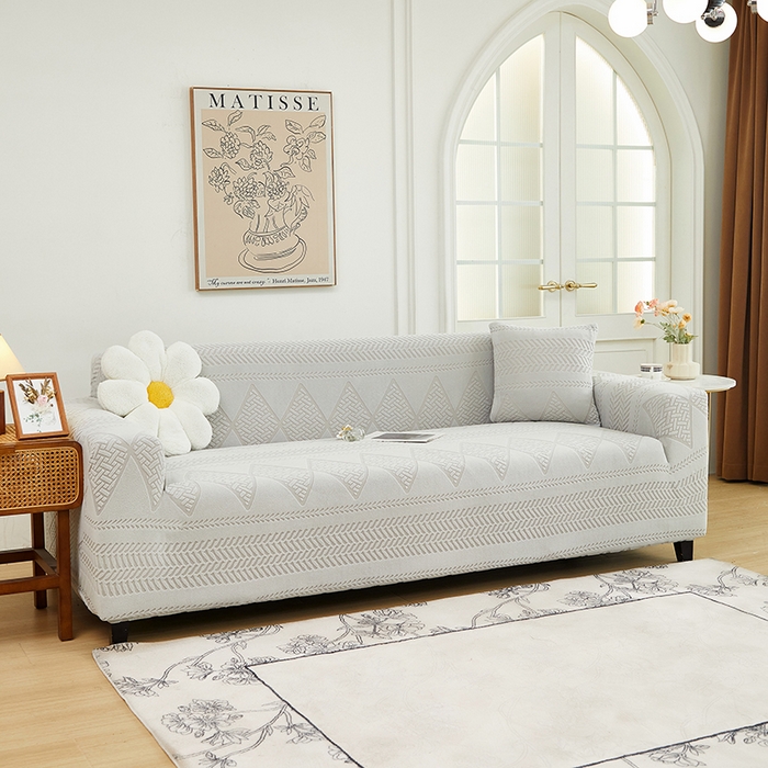 91家纺网 家纺一手货源 找家纺 丝绮鹿 2024新款菲亚松紧款沙发套（三人图） 浅灰