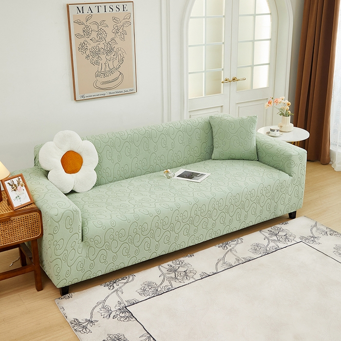 91家纺网 家纺一手货源 找家纺 丝绮鹿 2024新款年华松紧款沙发套（三人图） 草绿