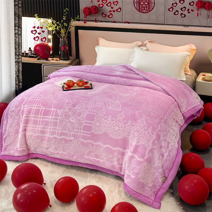 91家纺网 家纺一手货源 找家纺 凯轩毛毛毯毯子网销专供 2024新款5D压花素色云毛毯毯子毛毛毯毯子毛毯毯子子 素雅-浅紫