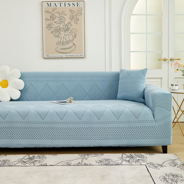 91家纺网 家纺一手货源 找家纺 丝绮鹿 2024新款菲亚松紧款沙发套（三人图） 淡蓝