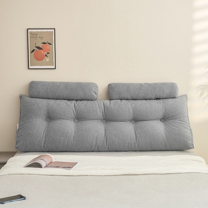 91家纺网 家纺一手货源 找家纺 一兰家纺 2024新款泰迪绒三角靠垫床头大靠背腰靠沙发靠背可拆洗-楠妮系列 楠妮-浅系灰