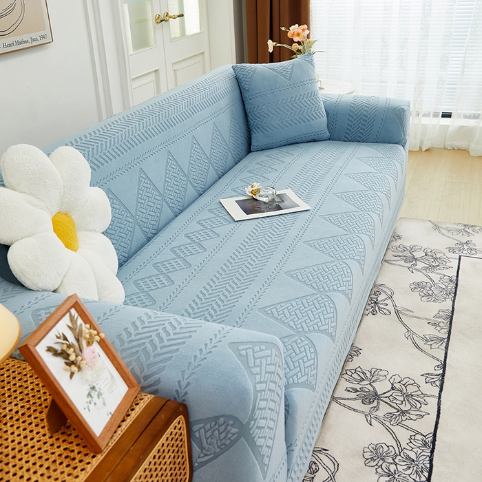91家纺网 家纺一手货源 找家纺 丝绮鹿 2024新款菲亚松紧款沙发套（三人图） 淡蓝