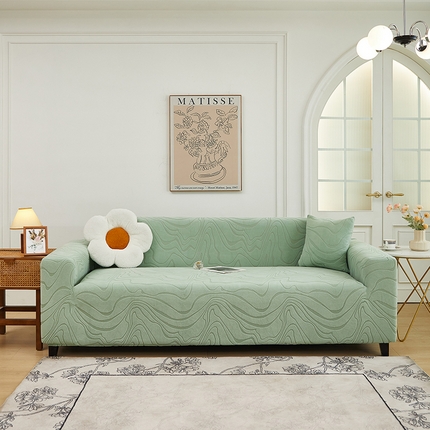 丝绮鹿 2024新款曲意松紧款沙发套（三人图） 草绿