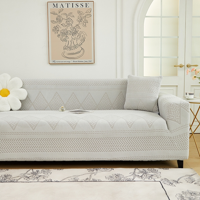 91家纺网 家纺一手货源 找家纺 丝绮鹿 2024新款菲亚松紧款沙发套（三人图） 浅灰