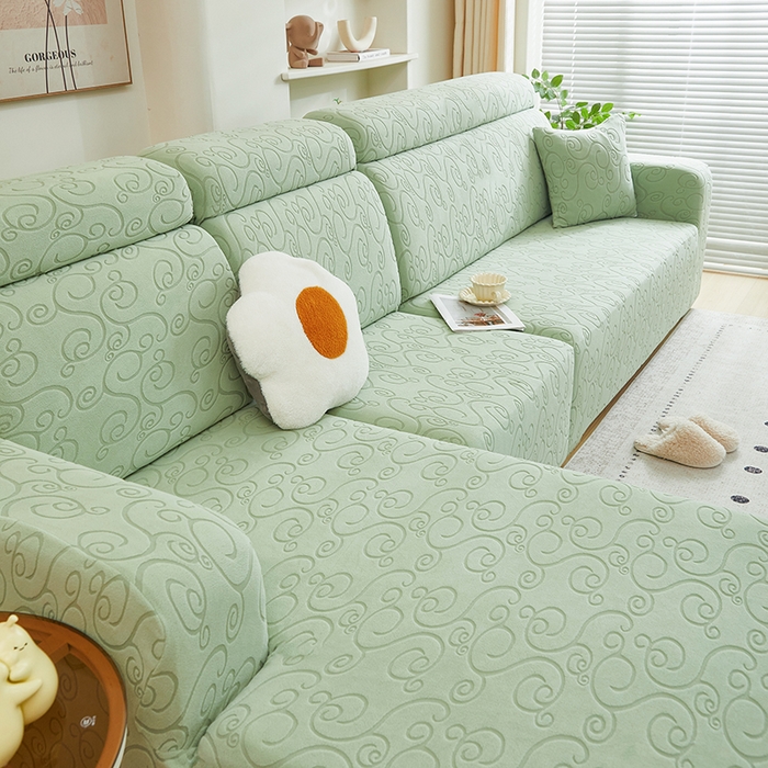 91家纺网 家纺一手货源 找家纺 丝绮鹿 2024新款年华松紧款沙发套（贵妃图） 草绿