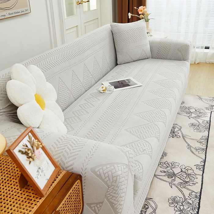 91家纺网 家纺一手货源 找家纺 丝绮鹿 2024新款菲亚松紧款沙发套（三人图） 浅灰