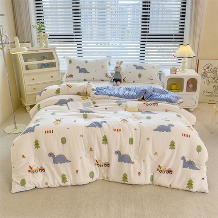 （买家秀 不断货）A类母婴级卡通儿童豆豆绒春秋冬被大豆纤维被子被芯空调被豆豆被水洗棉豆豆被夏被 豆豆被-侏罗纪时代