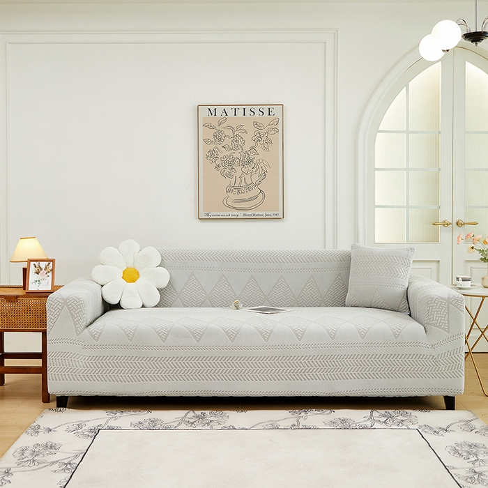 91家纺网 家纺一手货源 找家纺 丝绮鹿 2024新款菲亚松紧款沙发套（三人图） 浅灰