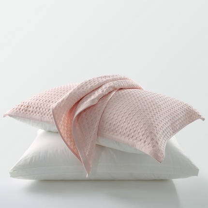 91家纺网 家纺一手货源 找家纺 （买家秀爆款花型不断货）A类抗菌母婴级全棉纯棉多功能枕巾多层纱布纱巾宽边枕巾无印风毛圈纱布华夫格枕巾52*78cm/对 蜜汁粉