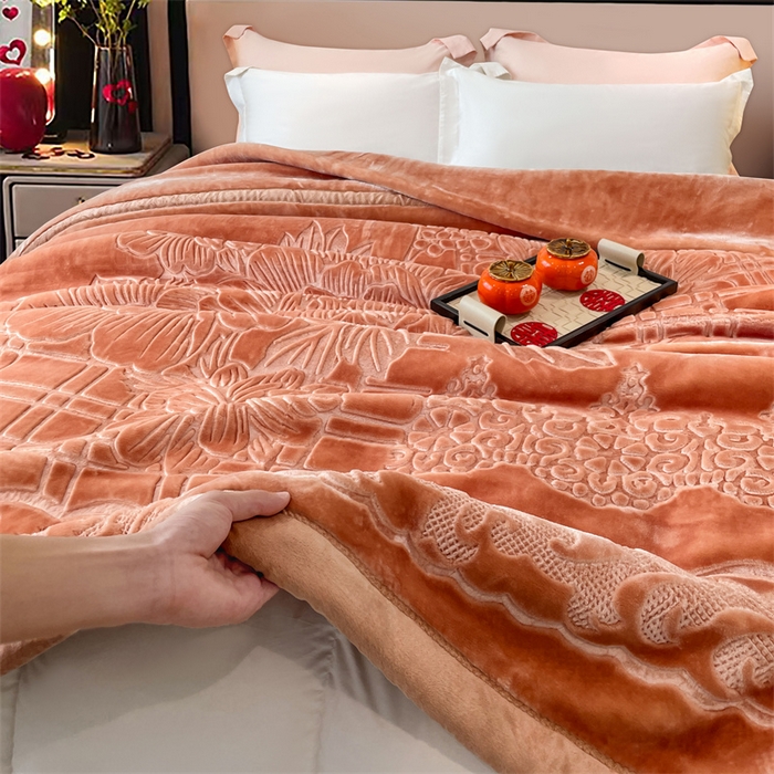 91家纺网 家纺一手货源 找家纺 凯轩毛毛毯毯子网销专供 2024新款5D压花素色云毛毯毯子毛毛毯毯子毛毯毯子子 素雅-玉色