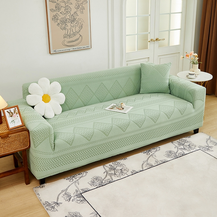 91家纺网 家纺一手货源 找家纺 丝绮鹿 2024新款菲亚松紧款沙发套（三人图） 草绿