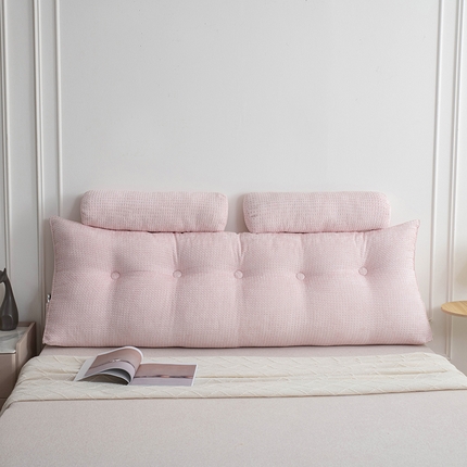 91家纺网 家纺一手货源 找家纺 一兰家纺 2024新款新款加厚立绒格三角靠垫床头大靠背腰靠沙发靠背可拆洗-堡丁系列 堡丁-水彩粉