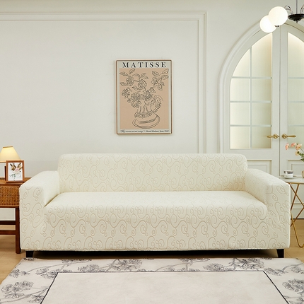 91家纺网 家纺一手货源 找家纺 丝绮鹿 2024新款年华松紧款沙发套（三人图） 米白