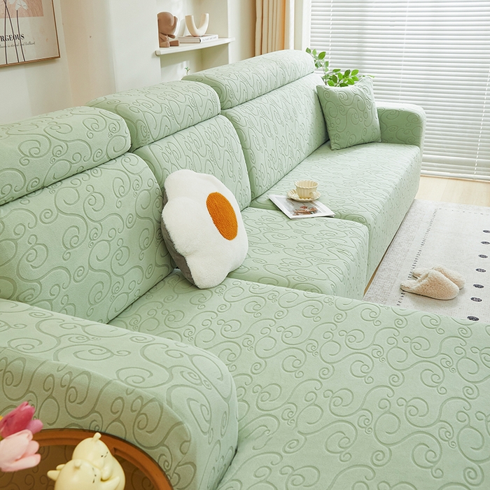 91家纺网 家纺一手货源 找家纺 丝绮鹿 2024新款年华松紧款沙发套（贵妃图） 草绿