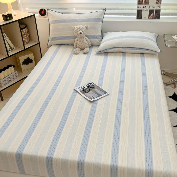 91家纺网 家纺一手货源 找家纺 （买家秀 不断货）A类母婴级全棉纯棉床单纯棉全棉床笠双层纱床笠床罩卡通床笠儿童床垫套保护罩--单床笠 川纱蓝（床笠）