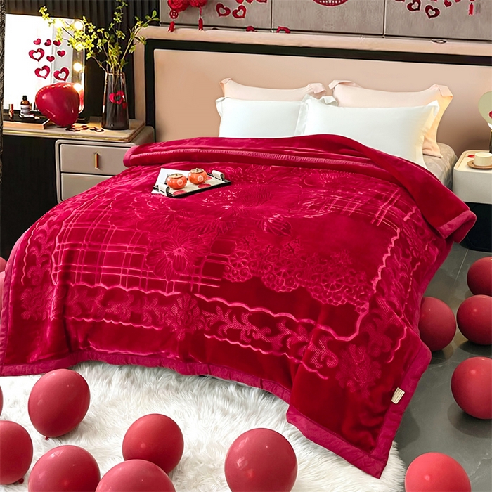 91家纺网 家纺一手货源 找家纺 凯轩毛毛毯毯子网销专供 2024新款5D压花素色云毛毯毯子毛毛毯毯子毛毯毯子子 素雅-酒红