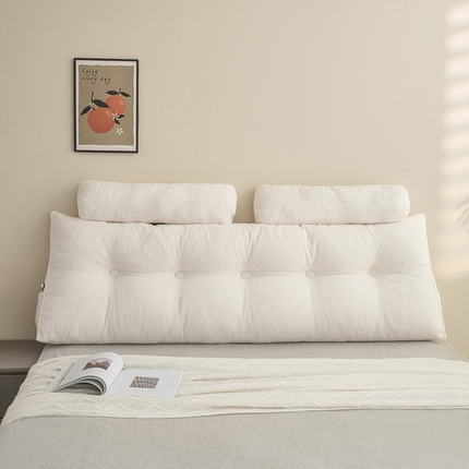 91家纺网 家纺一手货源 找家纺 一兰家纺 2024新款泰迪绒三角靠垫床头大靠背腰靠沙发靠背可拆洗-楠妮系列 楠妮-破境白