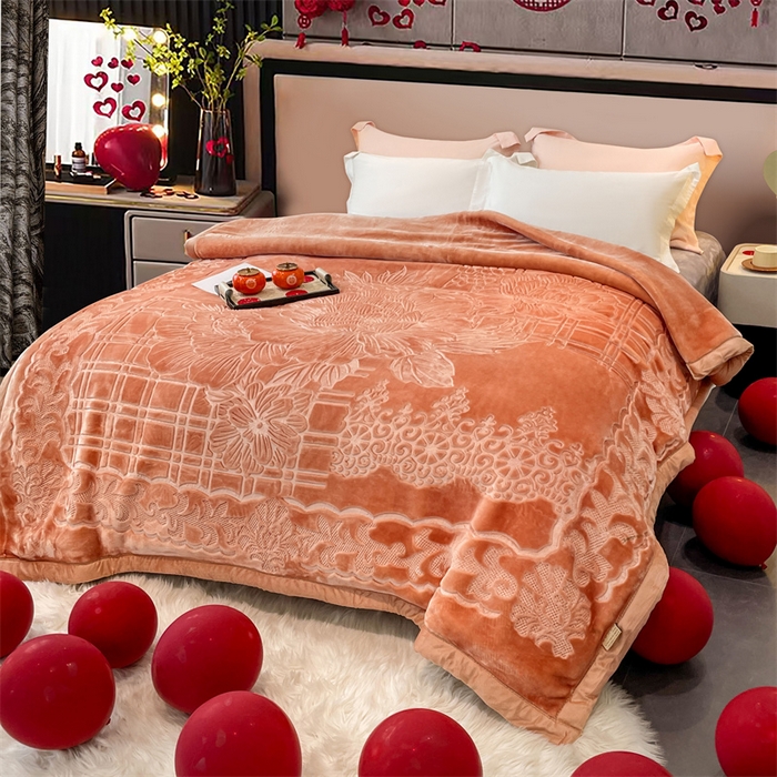 91家纺网 家纺一手货源 找家纺 凯轩毛毛毯毯子网销专供 2024新款5D压花素色云毛毯毯子毛毛毯毯子毛毯毯子子 素雅-玉色