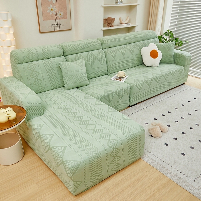 91家纺网 家纺一手货源 找家纺 丝绮鹿 2024新款菲亚松紧款沙发套（贵妃图） 草绿