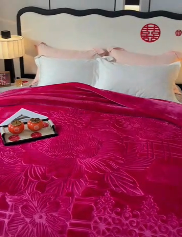 91家纺网 家纺一手货源 找家纺 凯轩毛毛毯毯子网销专供 2024新款5D压花素色云毛毯毯子毛毛毯毯子毛毯毯子子 素雅-玫红