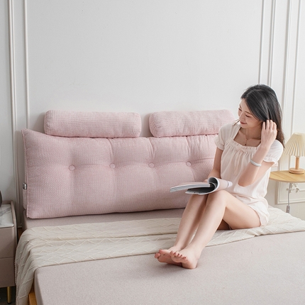 一兰家纺 2024新款新款加厚立绒格三角靠垫床头大靠背腰靠沙发靠背可拆洗-堡丁系列 堡丁-水彩粉