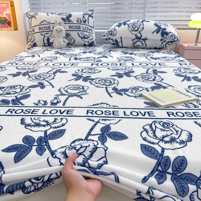 91家纺网 家纺一手货源 找家纺 芯元素 2024新款牛奶绒印花床笠 若凡